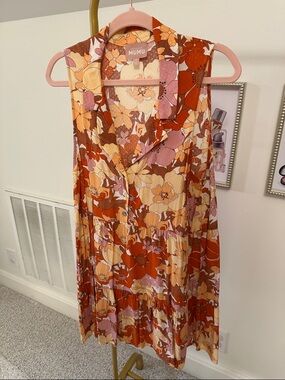 Show Me Your MuMu Rust Multi Floral Tiered Mini Dress